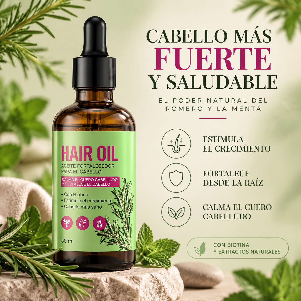 Aceite capilar para la Caída severa - Romero y biotina.