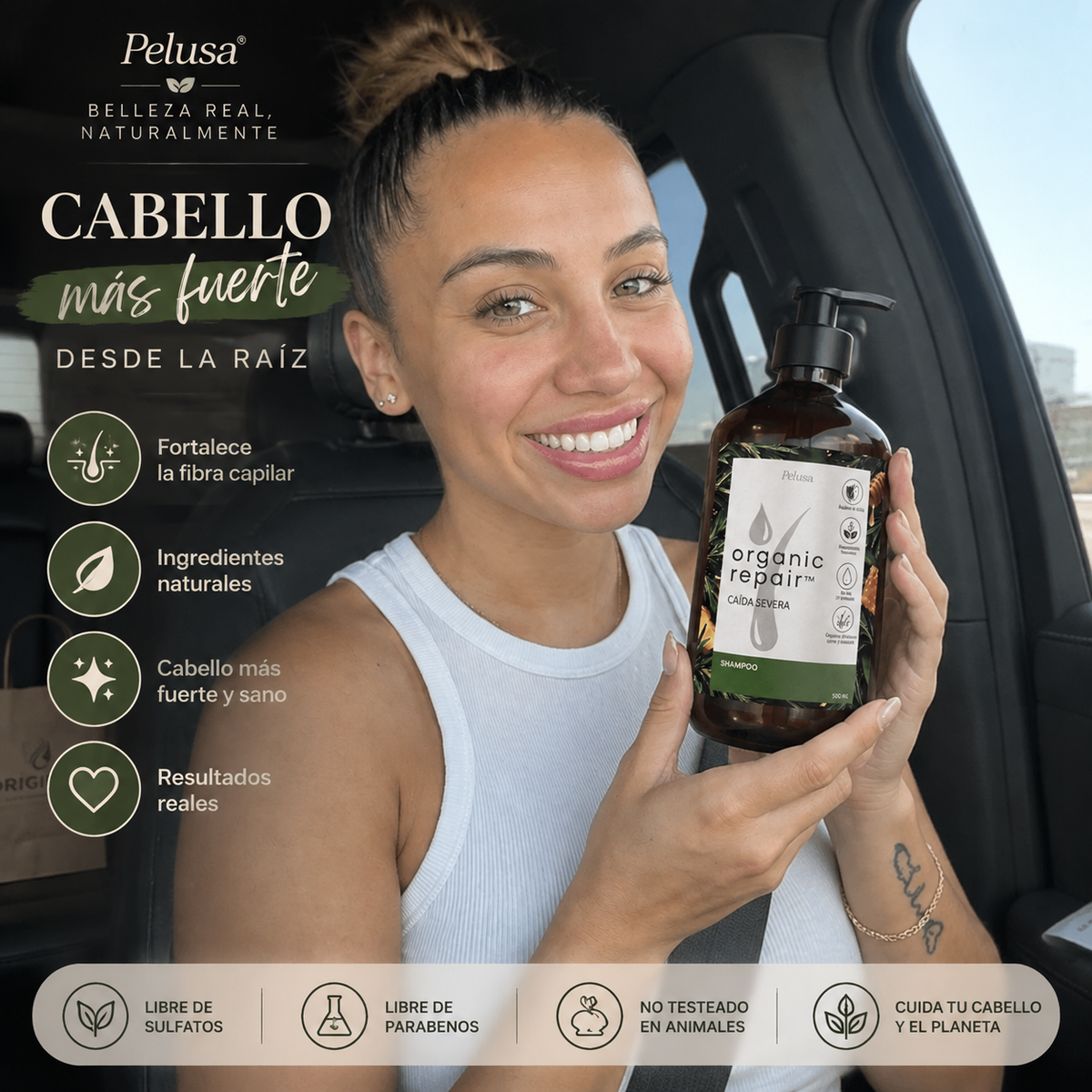 Organic Repair™ Shampoo para la caída severa de cabello. 500ml.